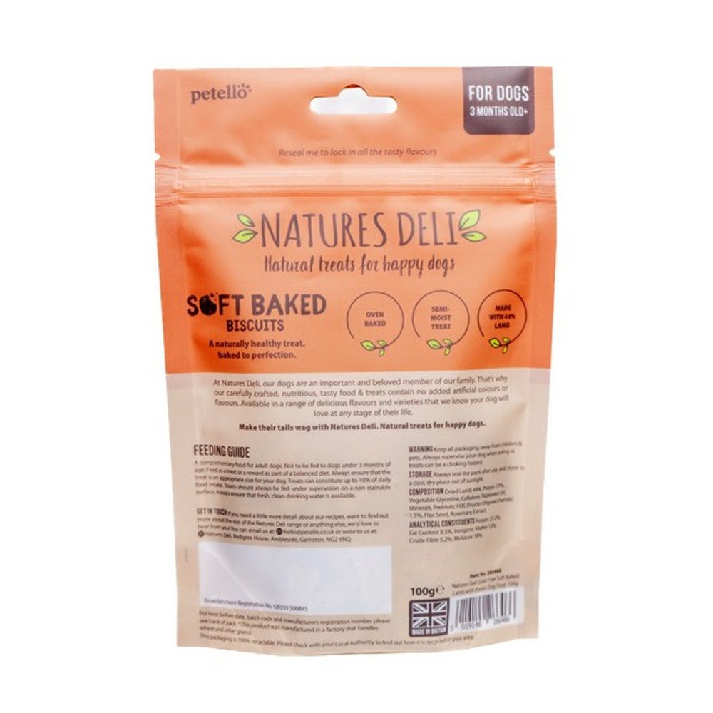 Natures Deli Grain Free Soft Baked Lamb With Potato Dog Treat (100g) - Wuffies