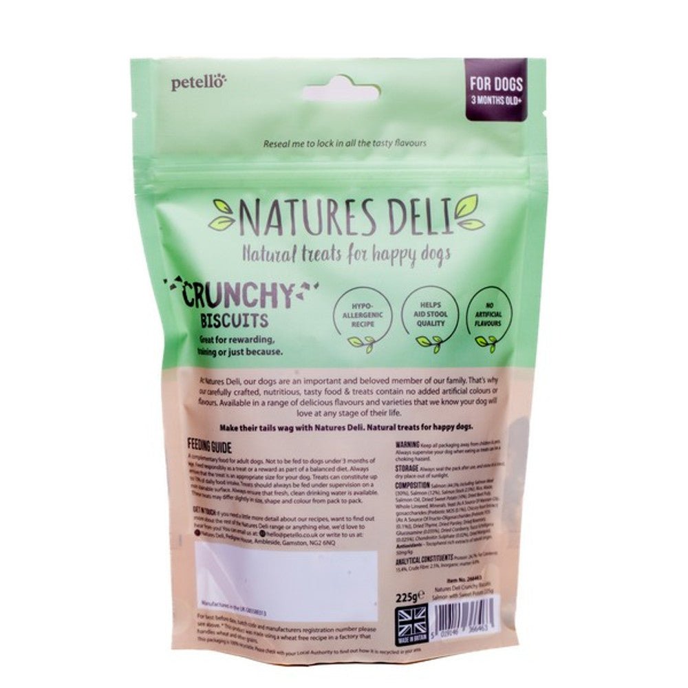 Natures Deli Salmon with Sweet Potato Crunchy Dog Biscuits (225g) - Wuffies