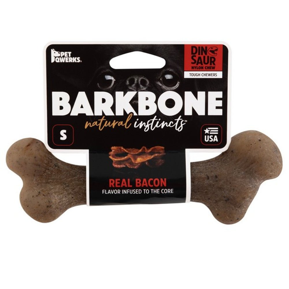 Pet Qwerks Dinosaur Barkbone Bacon Chew Toy (Small) - Wuffies