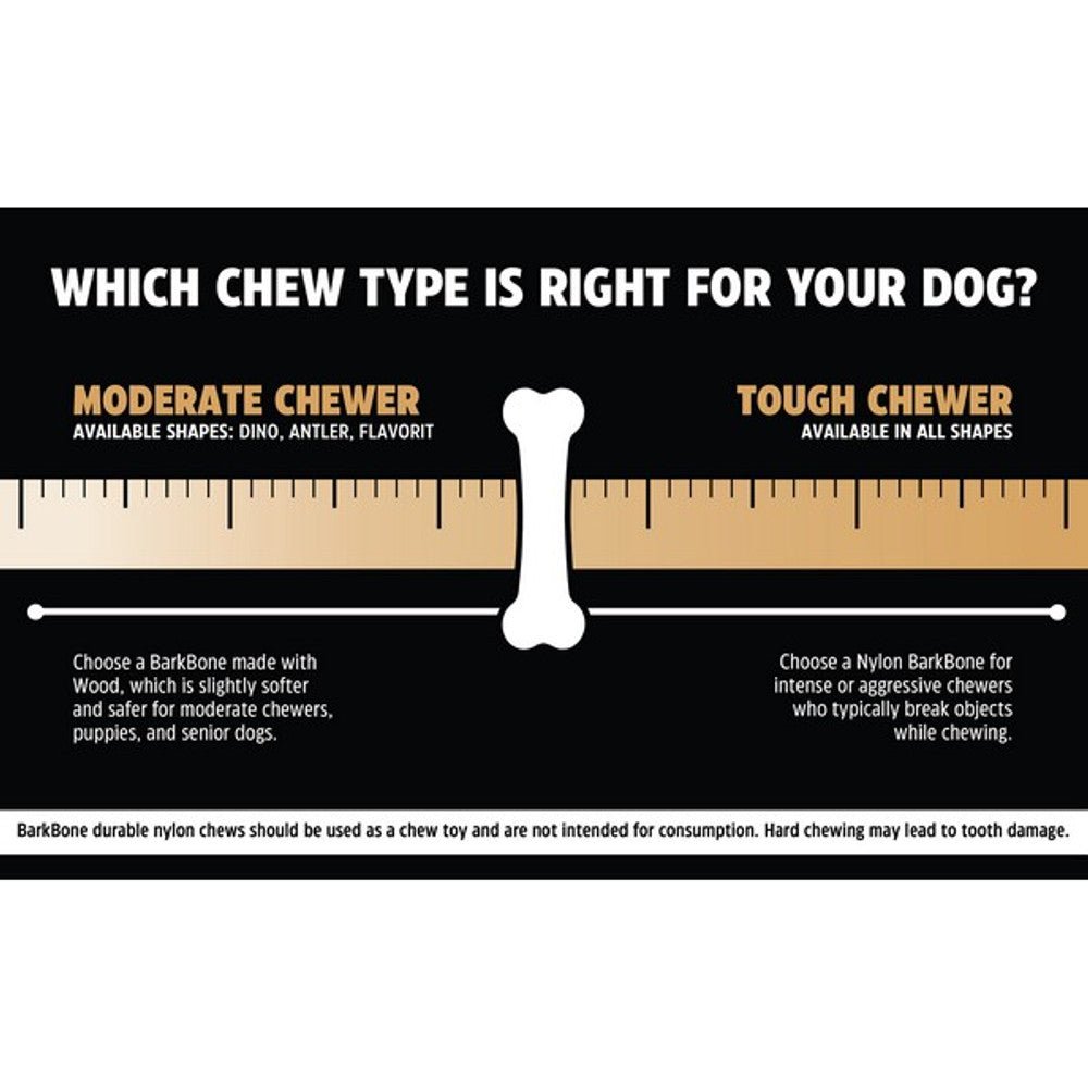 Pet Qwerks Dinosaur Barkbone Peanut Butter Wood Chew Toy (Medium) - Wuffies