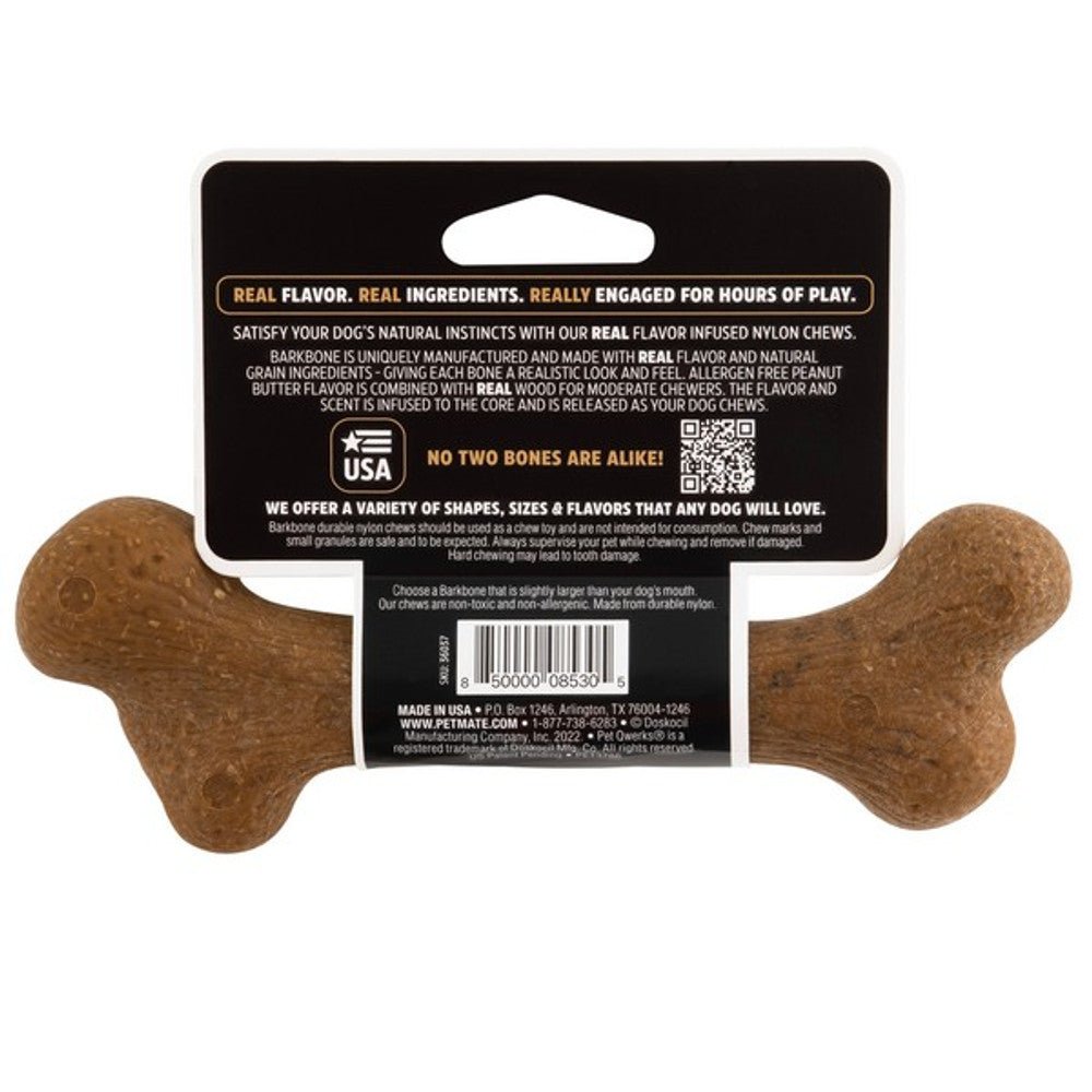 Pet Qwerks Dinosaur Barkbone Peanut Butter Wood Chew Toy (Small) - Wuffies