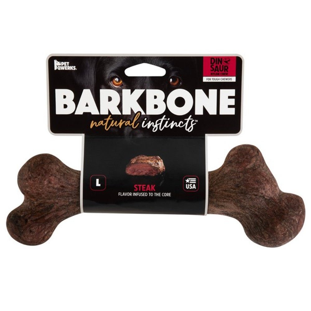 Pet Qwerks Dinosaur Barkbone Steak Chew Toy (Large) - Wuffies
