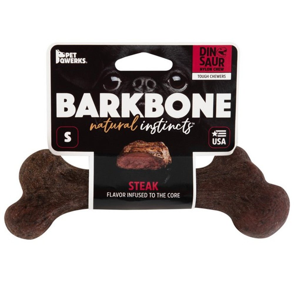 Pet Qwerks Dinosaur Barkbone Steak Chew Toy (Small) - Wuffies