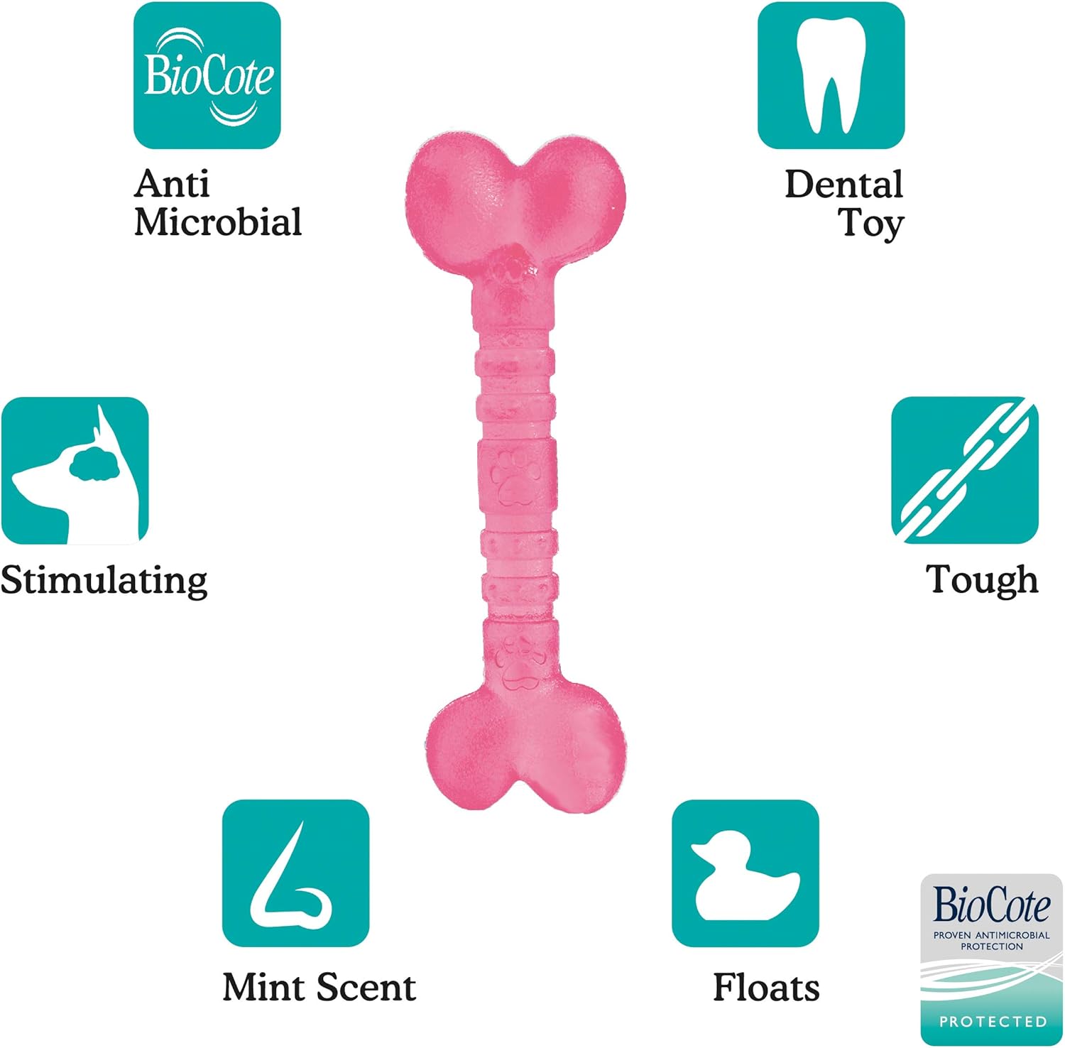 Rosewood Biosafe Pink Puppy Bone Toy - Wuffies