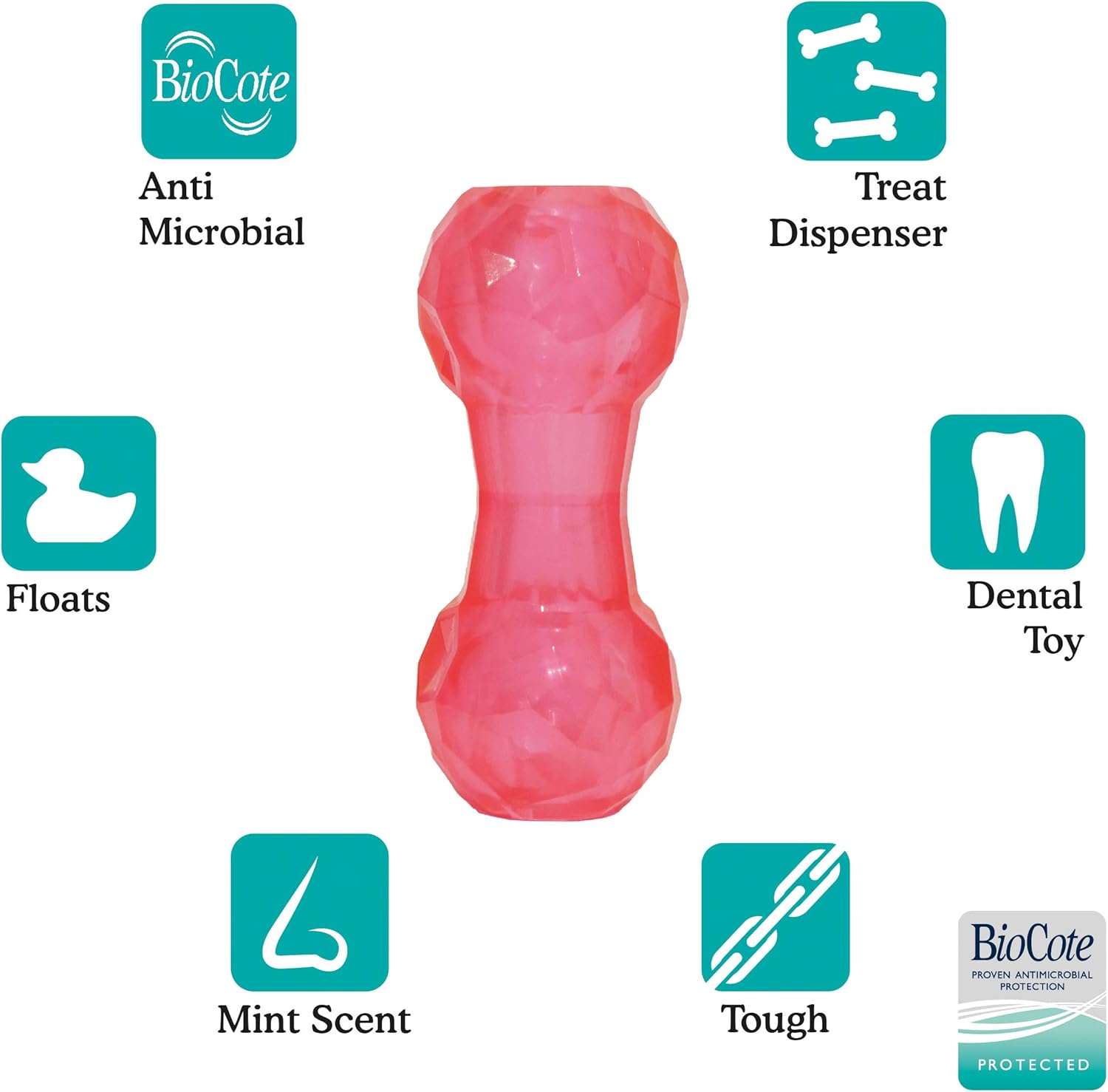 Rosewood Biosafe Pink Puppy Dumbbell Treat Dispensing Toy - Wuffies
