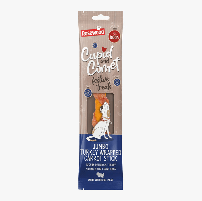Rosewood Jumbo Turkey Wrapped Carrot Stick Dog Treat (70g) - Wuffies