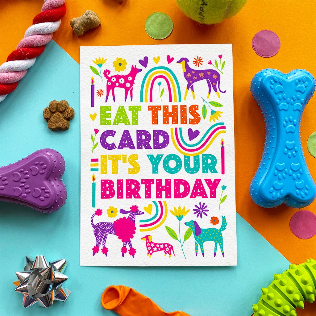Scoff Paper Eat this Birthday Card - Edible Dog Card (Bacon flavour) - Wuffies