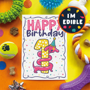 Scoff Paper - Edible 1st Dog Birthday Card (Bacon flavour) - Wuffies