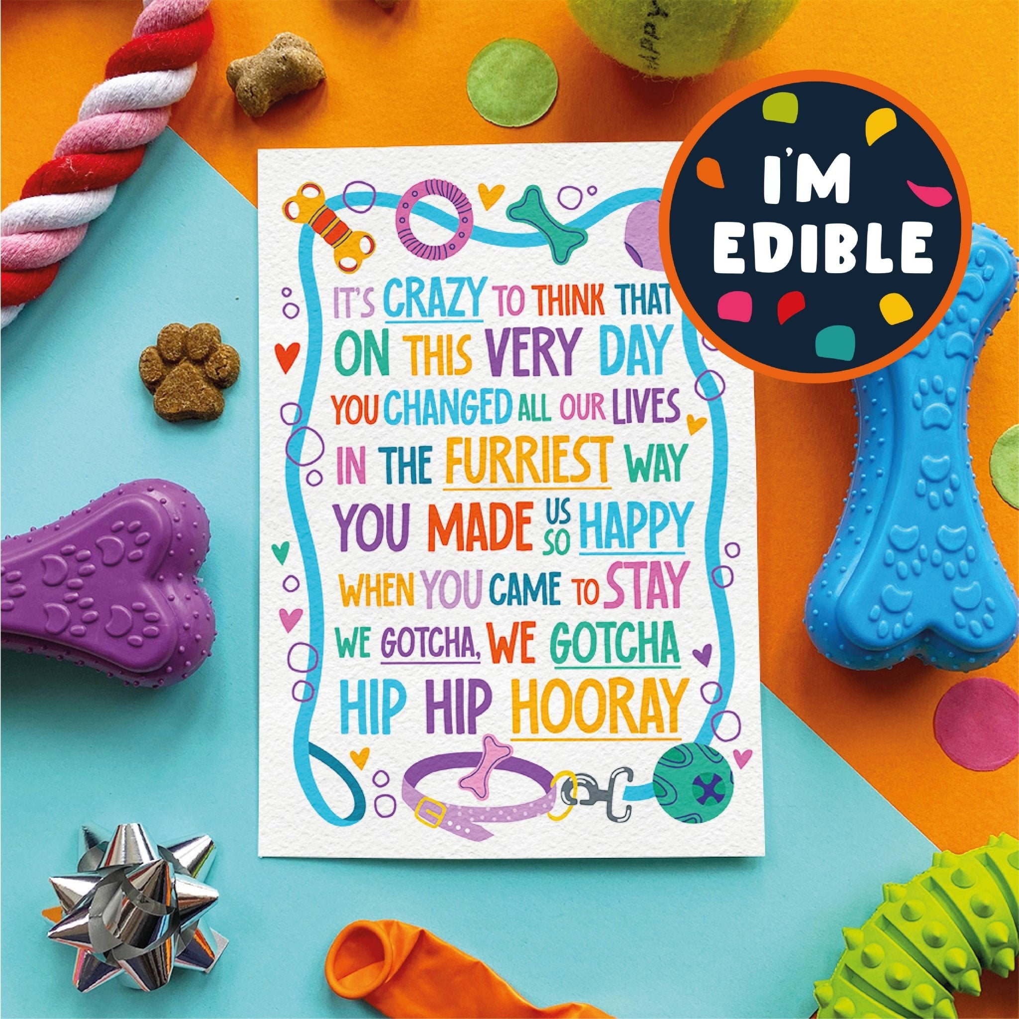 Scoff Paper - Gotcha Poem - Edible Dog Card (Chicken flavour) - Wuffies