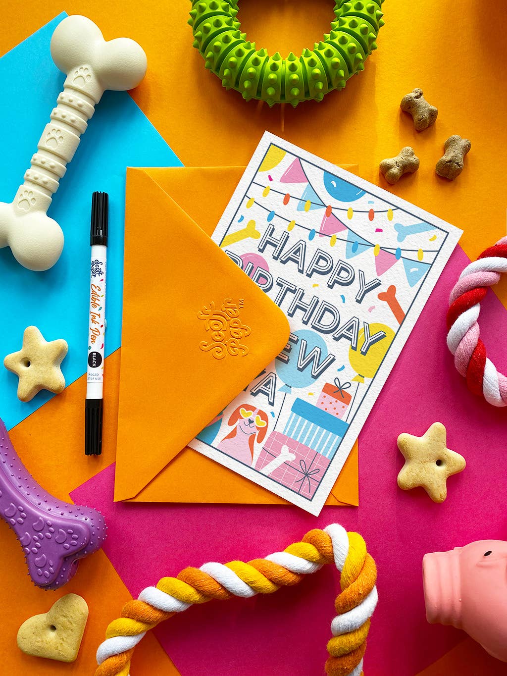 Scoff Paper Happy Birthday ChewYa Funny - Edible Dog Card (Chicken) - Wuffies