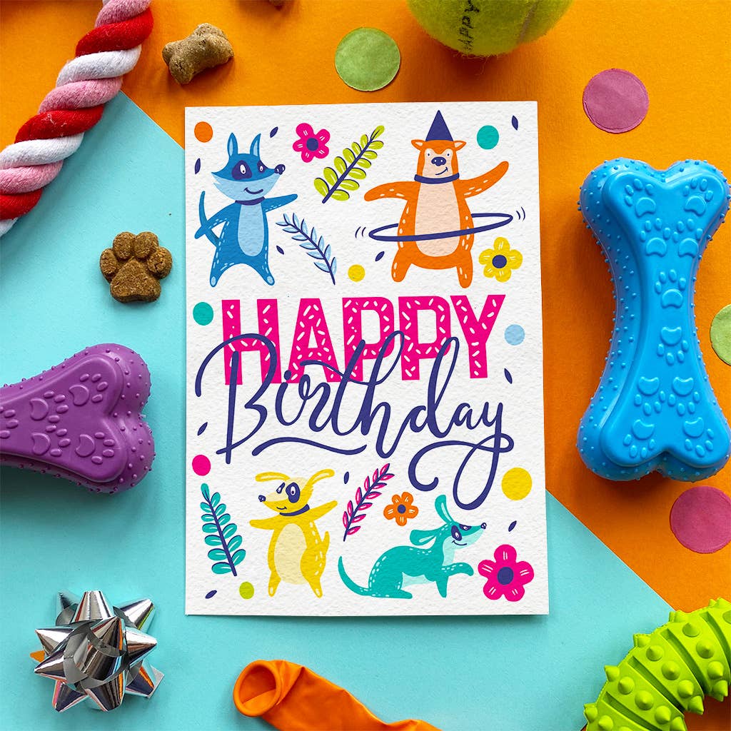 Scoff Paper Happy Birthday flowers - Edible Dog Card (Bacon flavour) - Wuffies