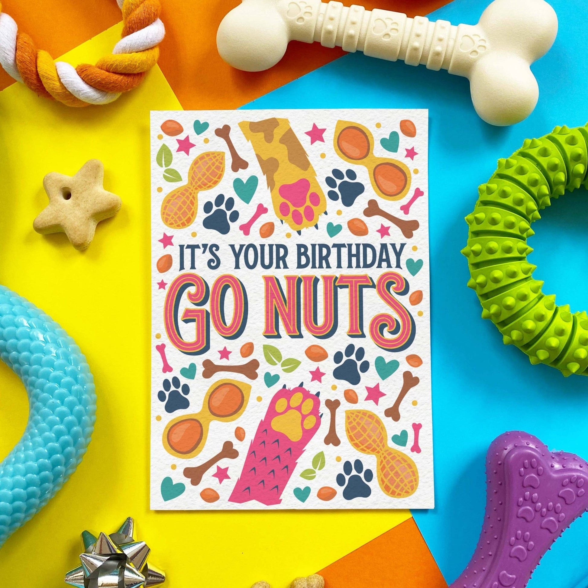 Scoff Paper Happy Birthday - Go Nuts! - Edible Dog Card (Peanut butter flavour): Peanut - Wuffies