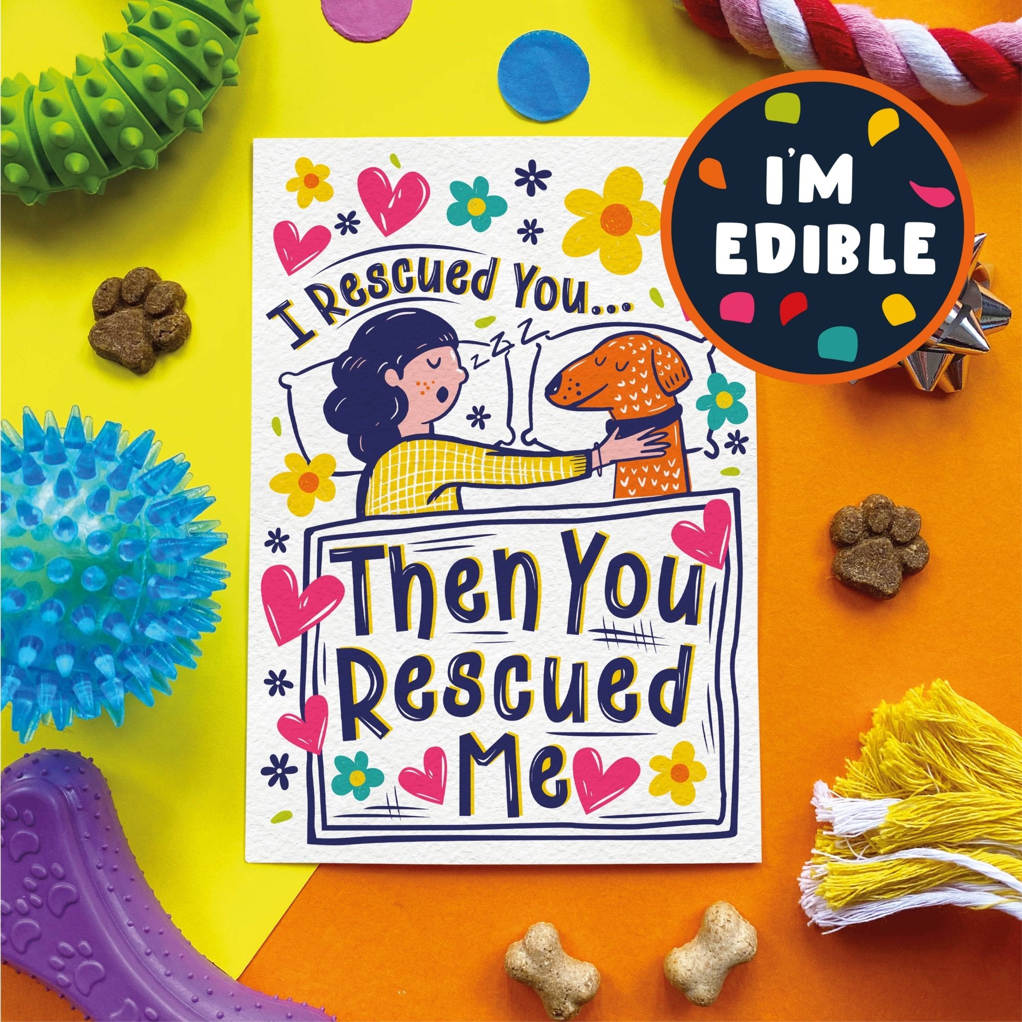 Scoff Paper Rescue Dog - Edible Dog Card (Chicken flavour) - Wuffies