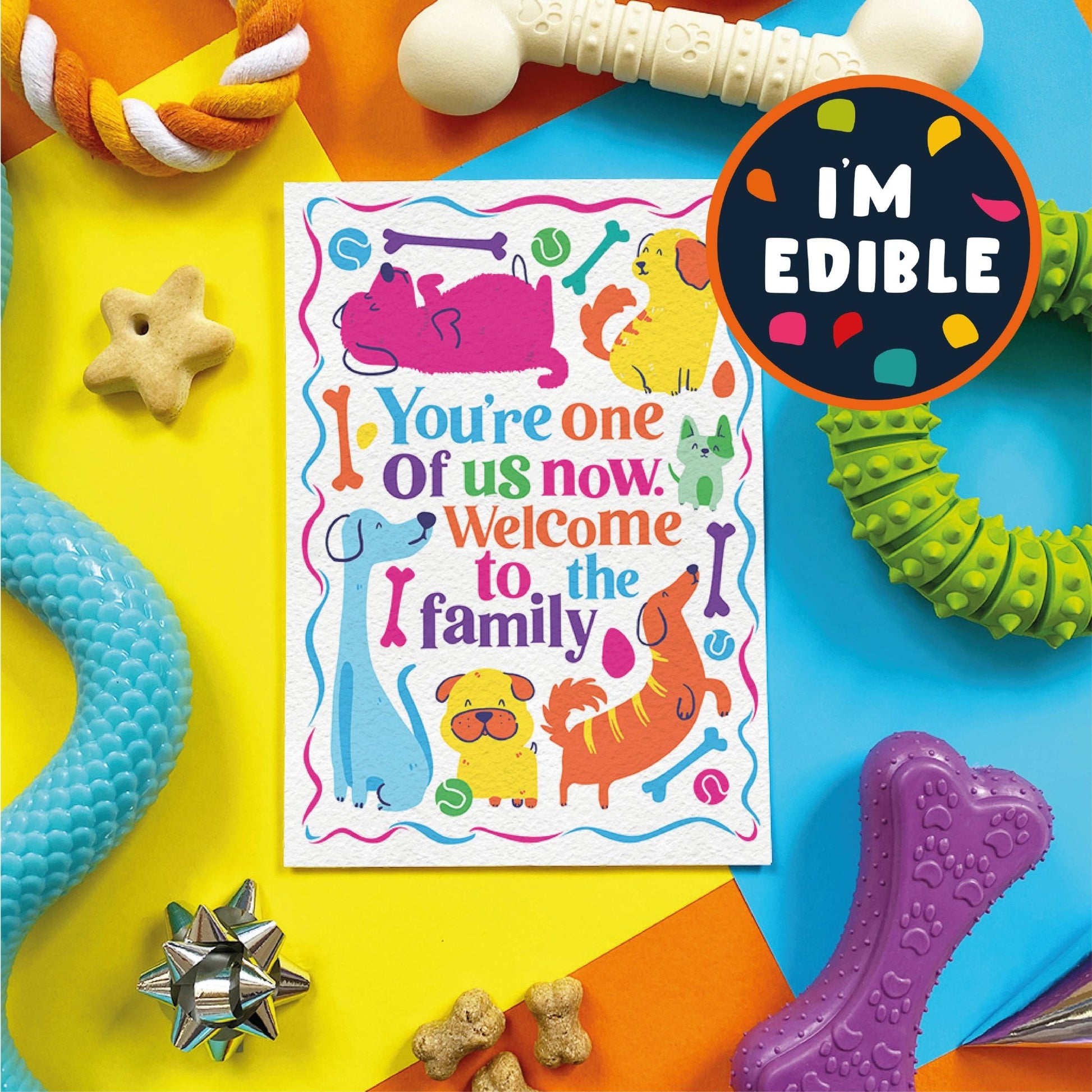 Scoff Paper - Welcome to the family - Edible Dog Card (Chicken flavour) - Wuffies