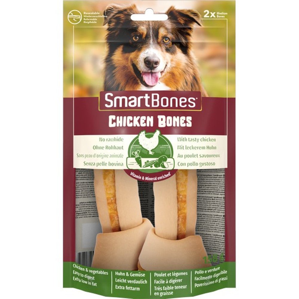 SmartBones Chicken Bones Dog Chews (Medium, 2 Pack) - Wuffies