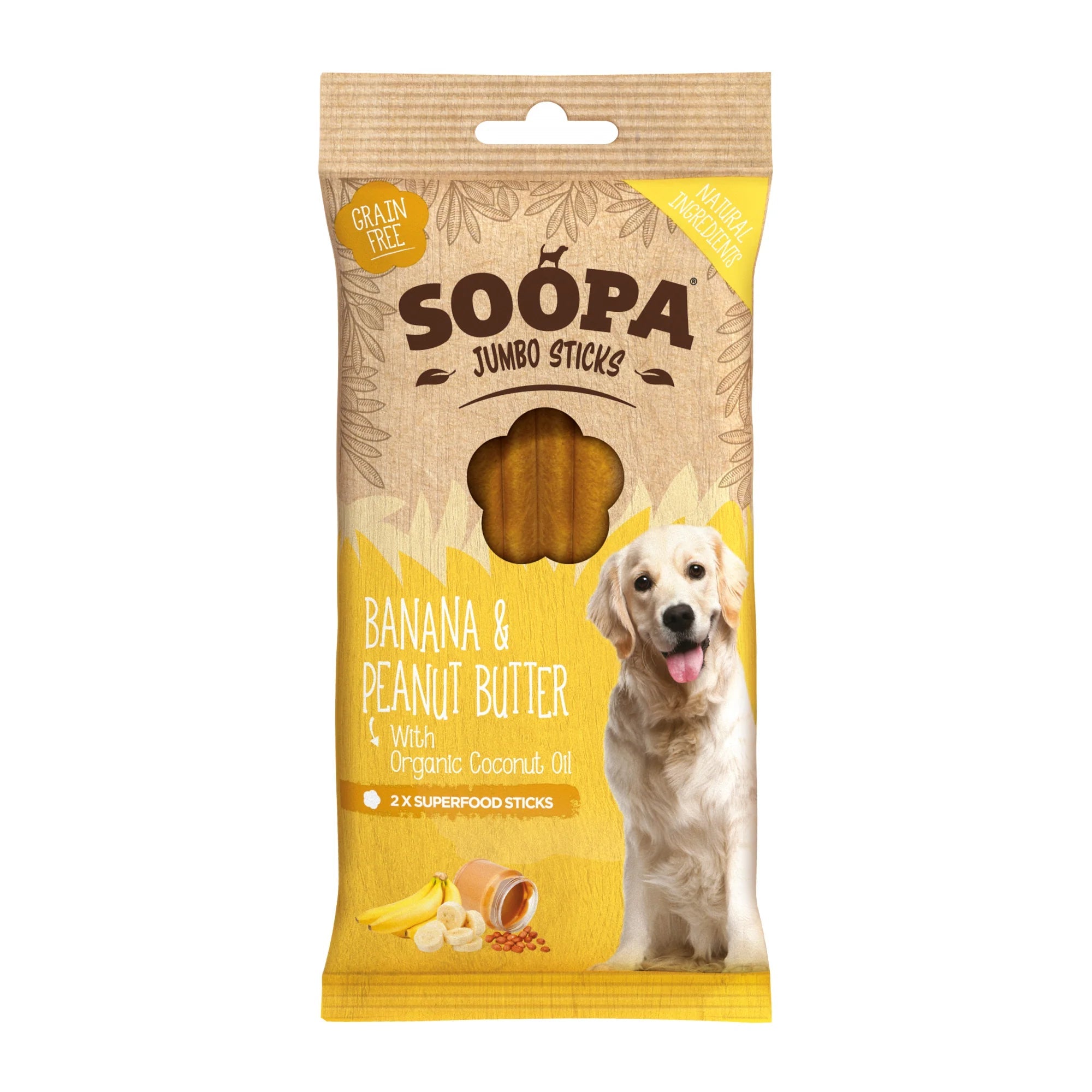 Soopa Banana & Peanut Butter Jumbo Sticks (2 Sticks) - Wuffies