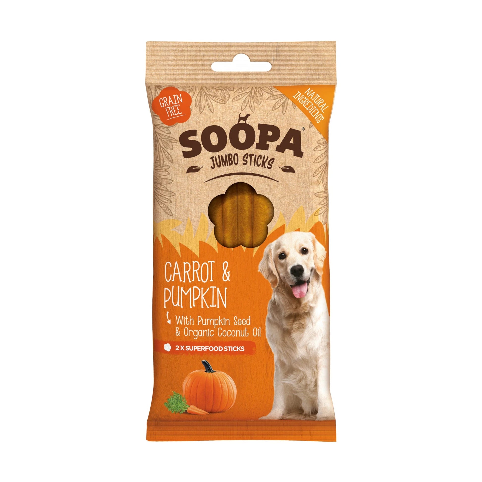 Soopa Carrot & Pumpkin Jumbo Sticks (2 Sticks) - Wuffies