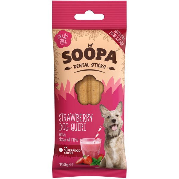 Soopa Strawberry Dog-Quiri Dental Sticks (100g) - Wuffies