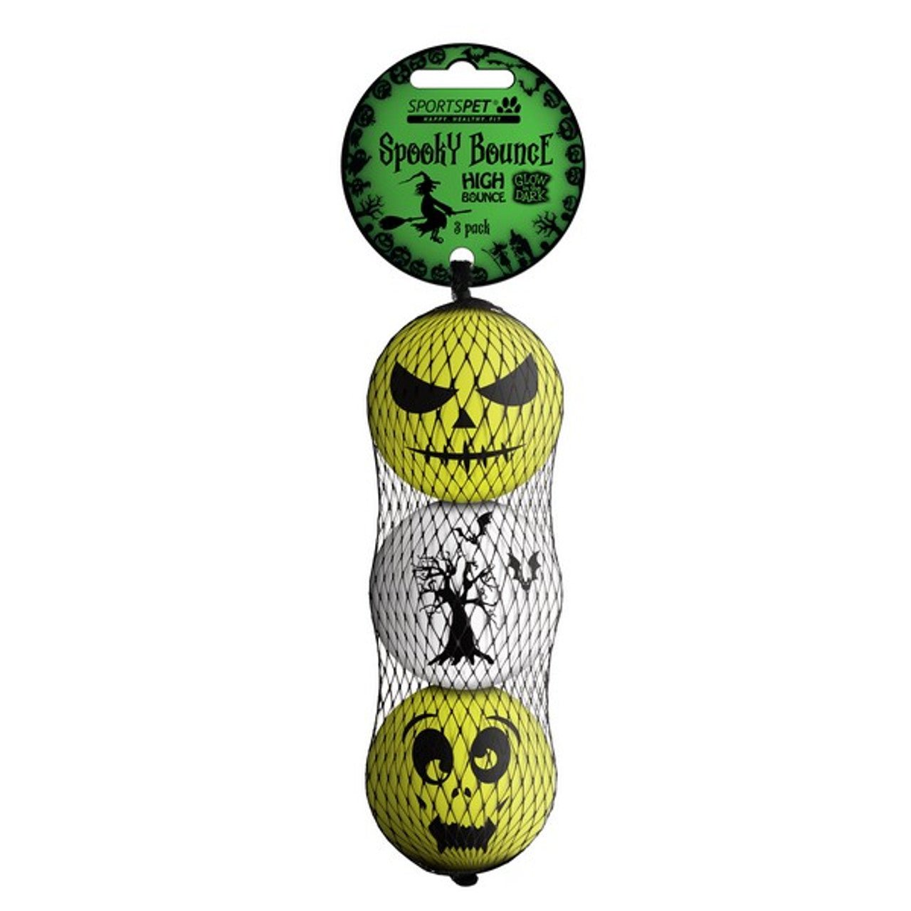 Sportspet Spooky Glow - in - the - Dark High Bounce Halloween (3 Pack, Medium) - Wuffies