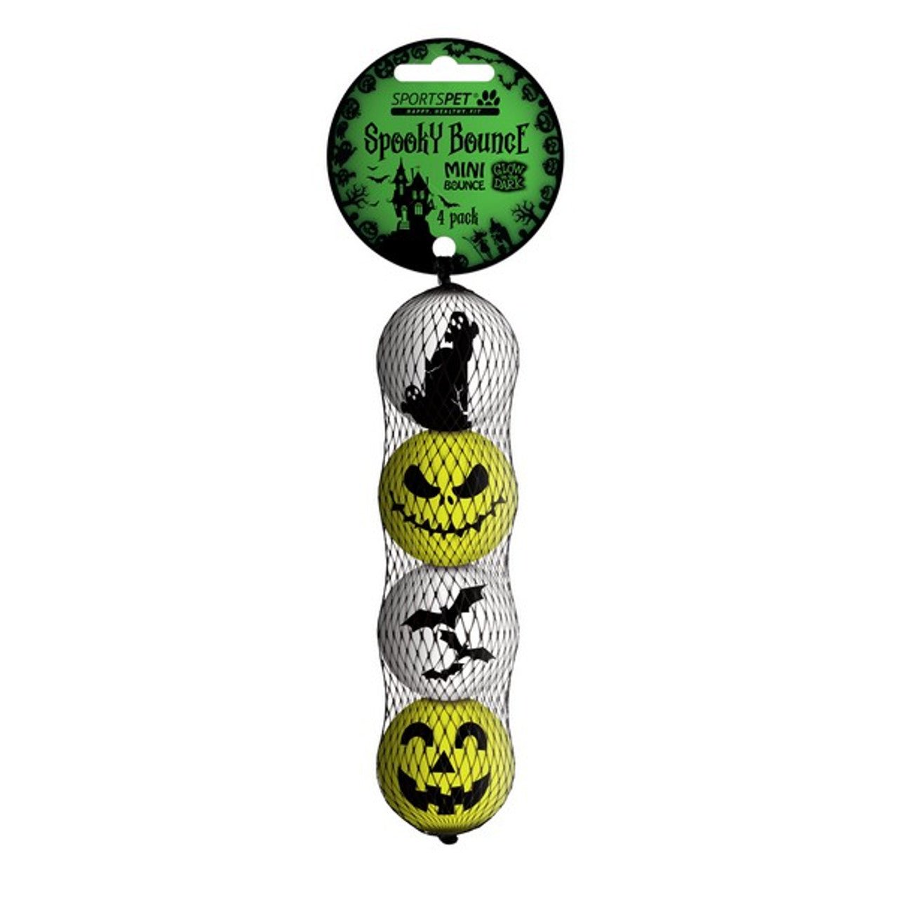 Sportspet Spooky Glow - in - the - Dark Mini Bounce Halloween (4 Pack, Small) - Wuffies