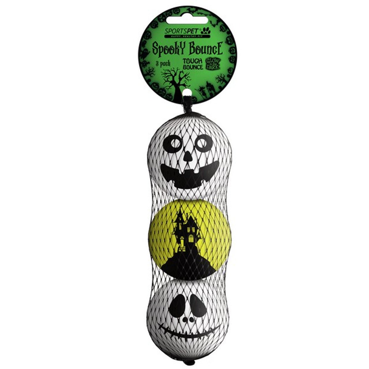 Sportspet Spooky Glow - in - the - Dark Tough Bounce Halloween (3 Pack, Medium) - Wuffies