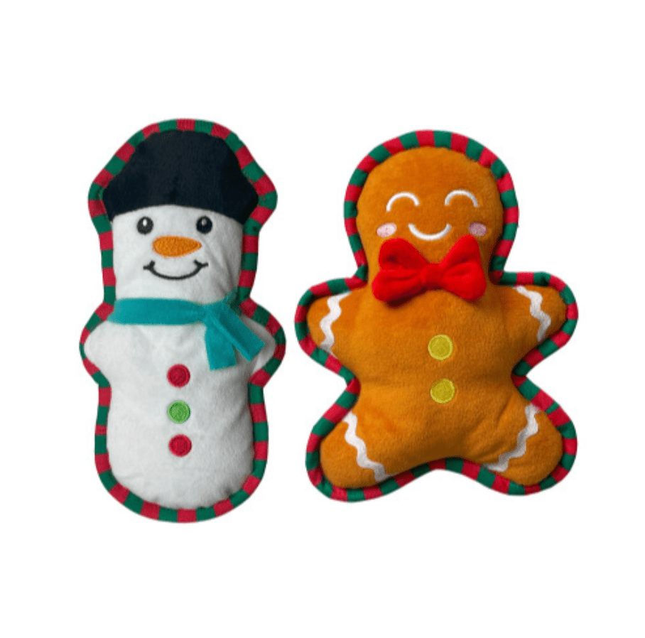 Squeaky Snowman & Gingerbread Soft Dog Toy (2 - Piece Set) - Wuffies