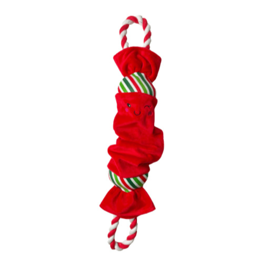 Top 'n' Tail Ropee Christmas Cracker Dog Toy (Red) - Wuffies