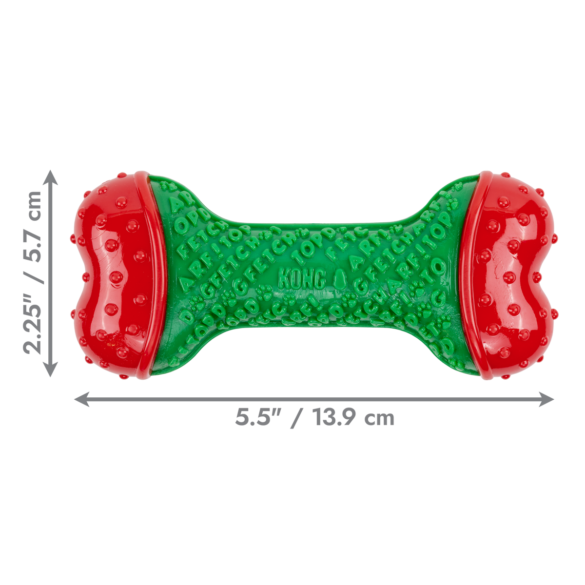 KONG Holiday 2026 CoreStrength Bone Green – Small/Medium – dimensions