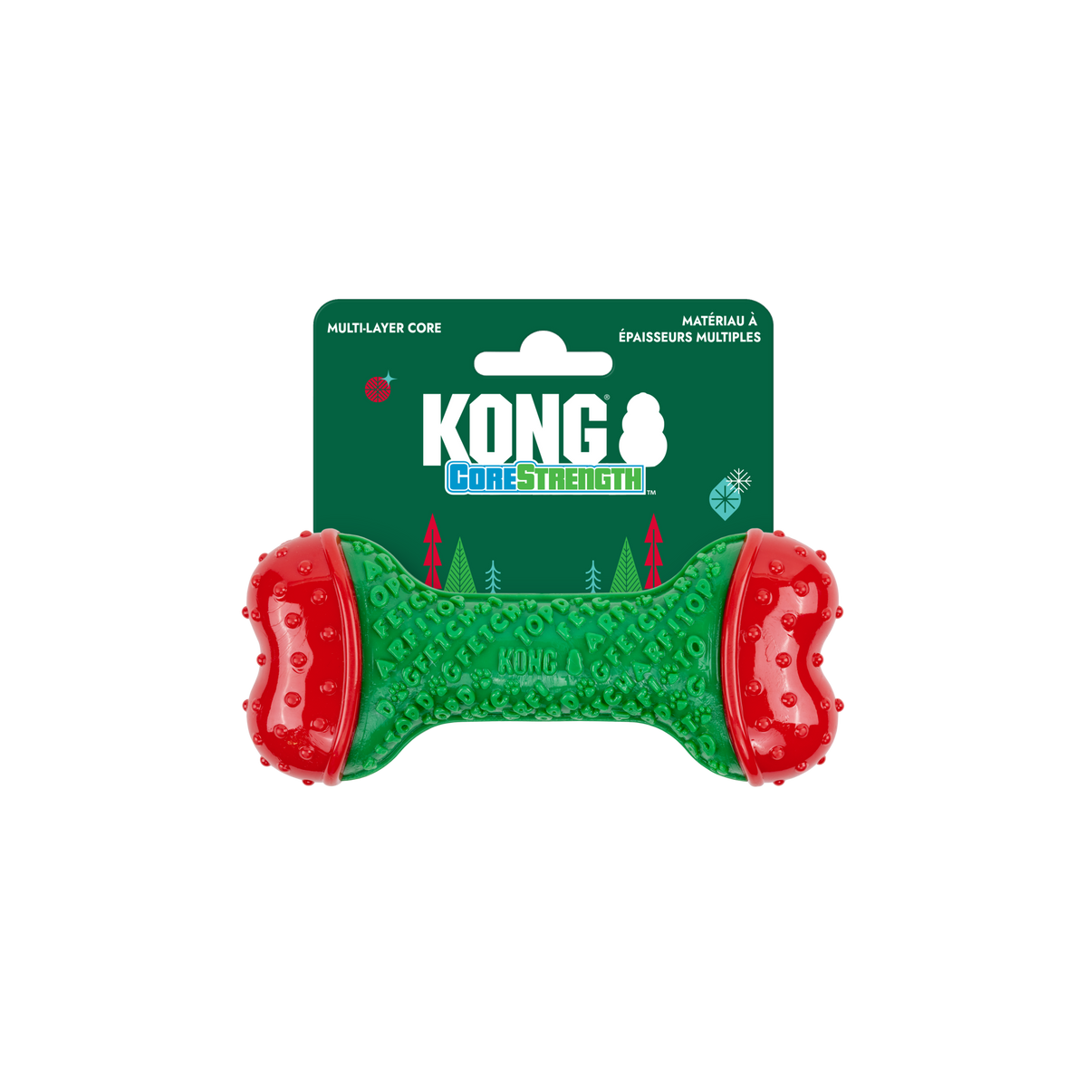 KONG Holiday 2026 CoreStrength Bone Green – Small/Medium – retail packaging