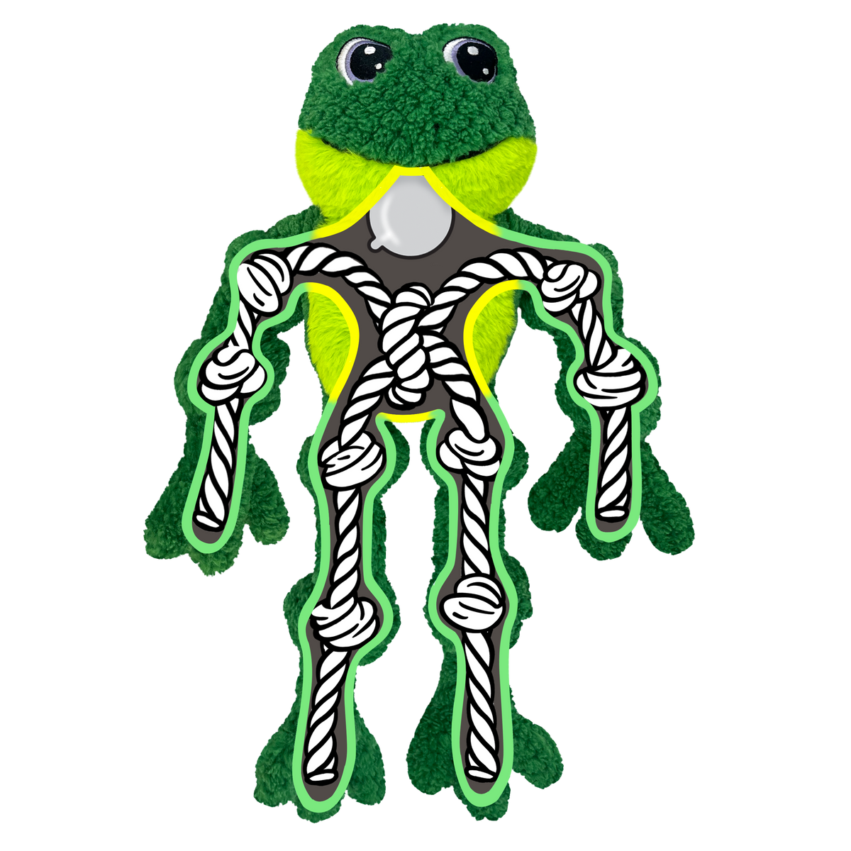 KONG Holiday 2026 Knots Bow Tie Frog (Large/XL) – internal rope construction