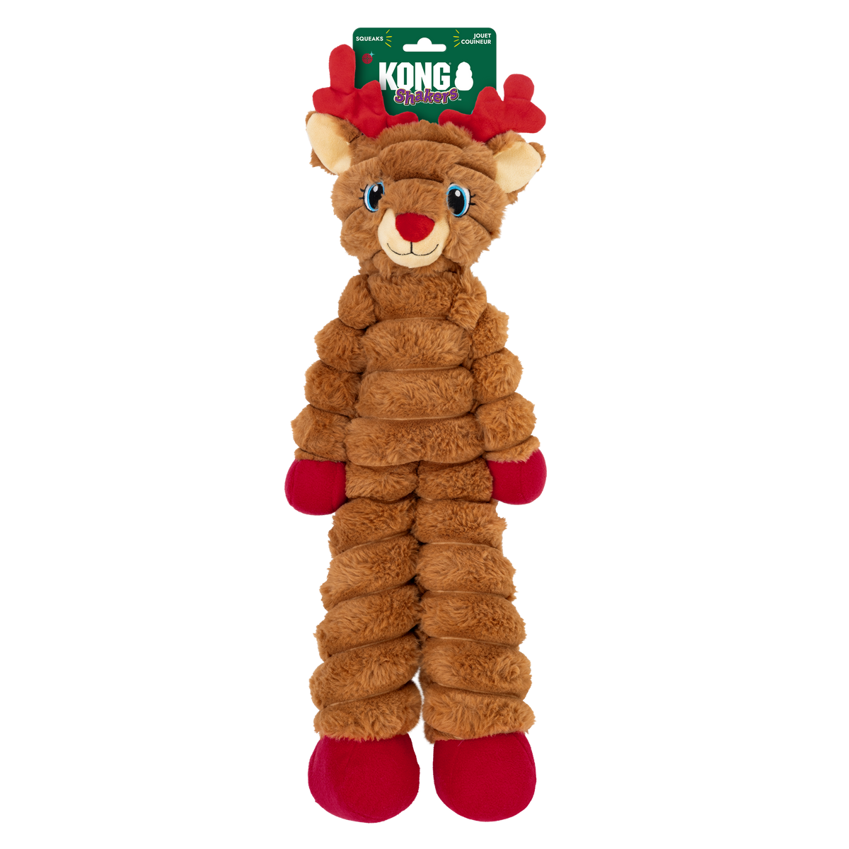 KONG Holiday 2026 Shakers Crumples Reindeer Red (XL) – retail packaging