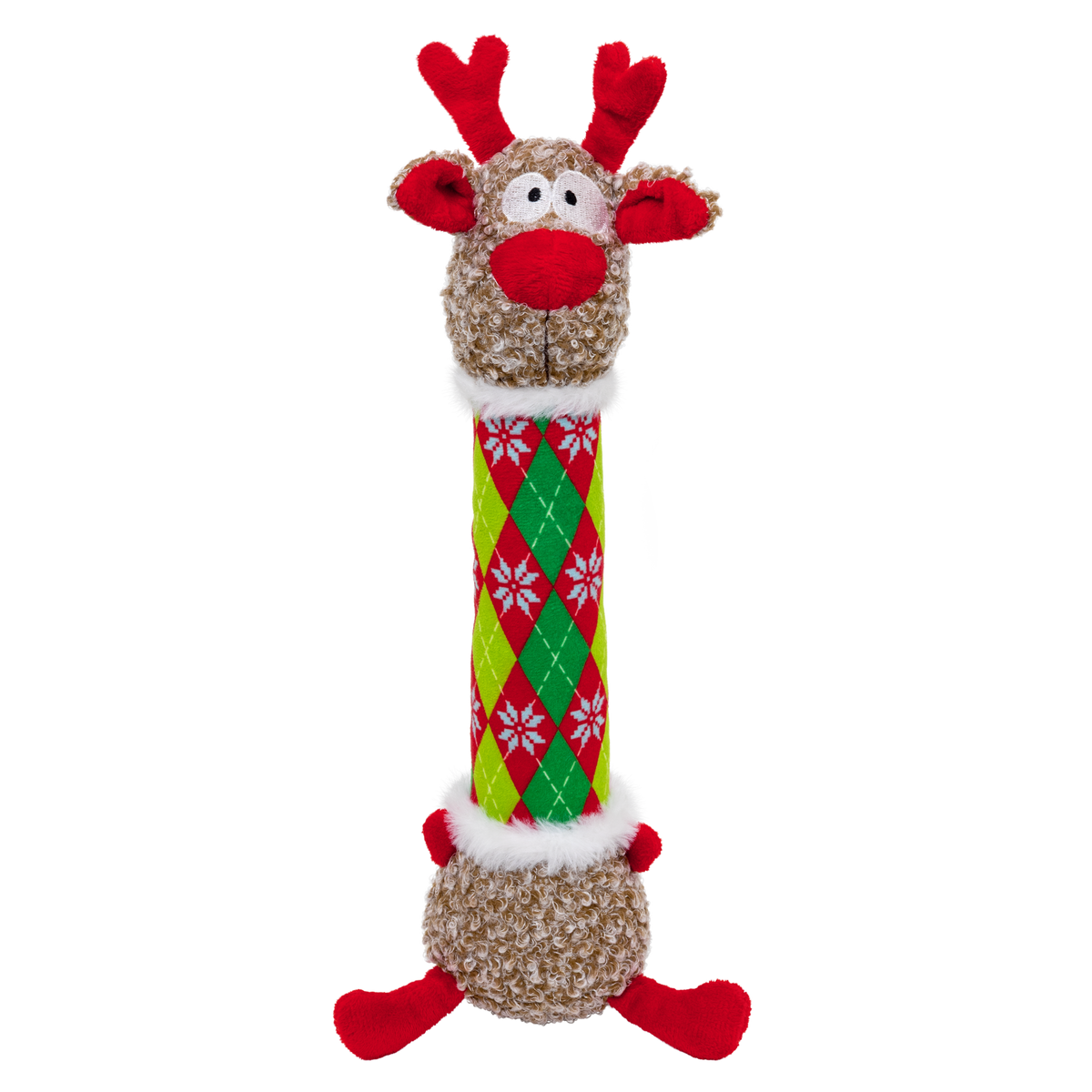 KONG Holiday 2026 Shakers Luvs Argyle Reindeer (Medium) – front view