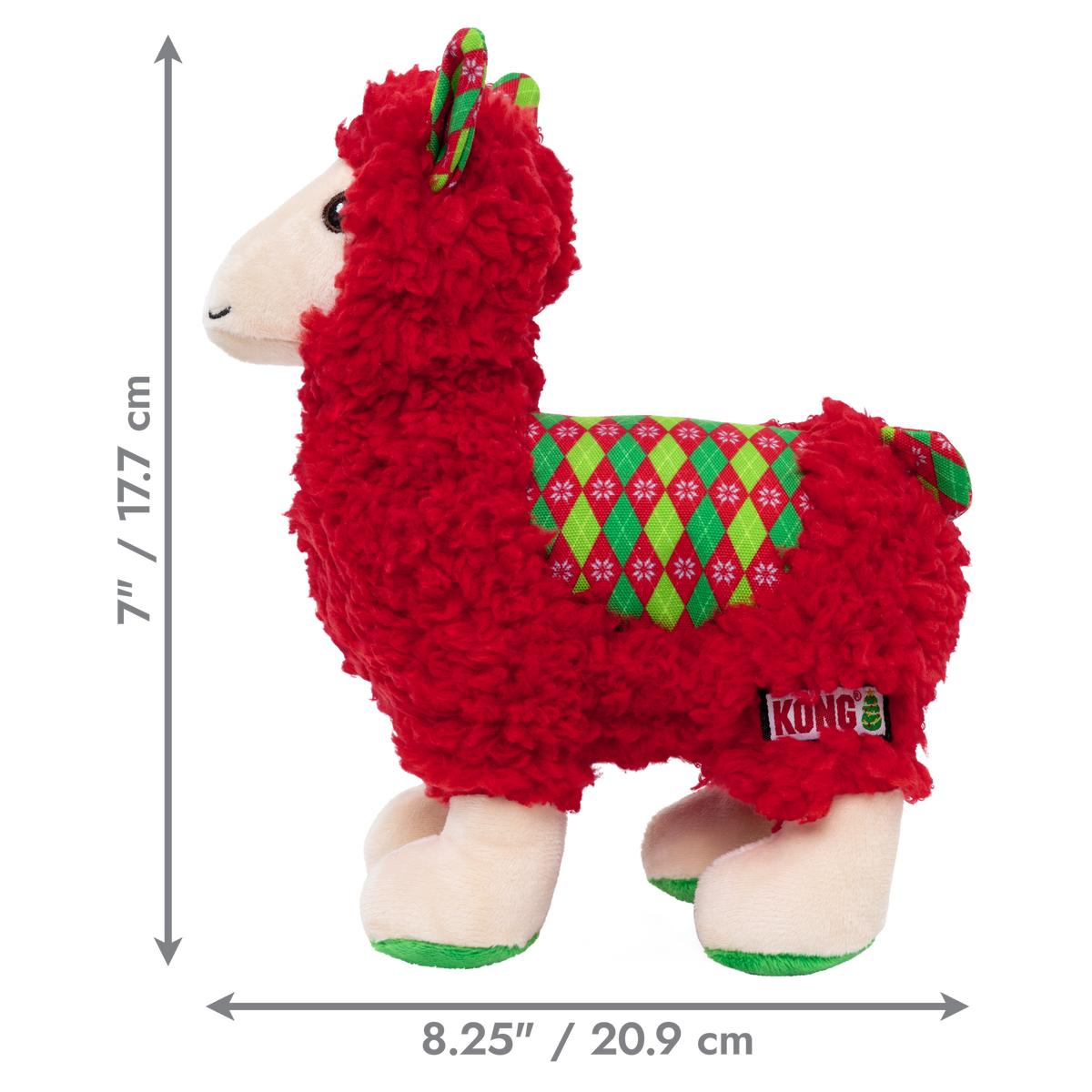 KONG Holiday 2026 Sherps Llama Red (Medium) – dimensions