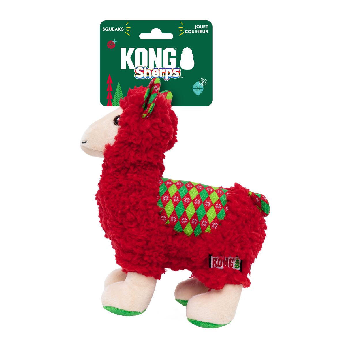 KONG Holiday 2026 Sherps Llama Red (Medium) – retail packaging