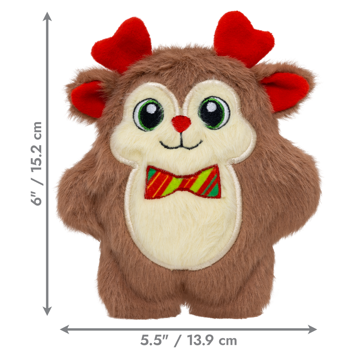 KONG Holiday 2026 Snuzzles Bow Tie Reindeer (Small) – dimensions