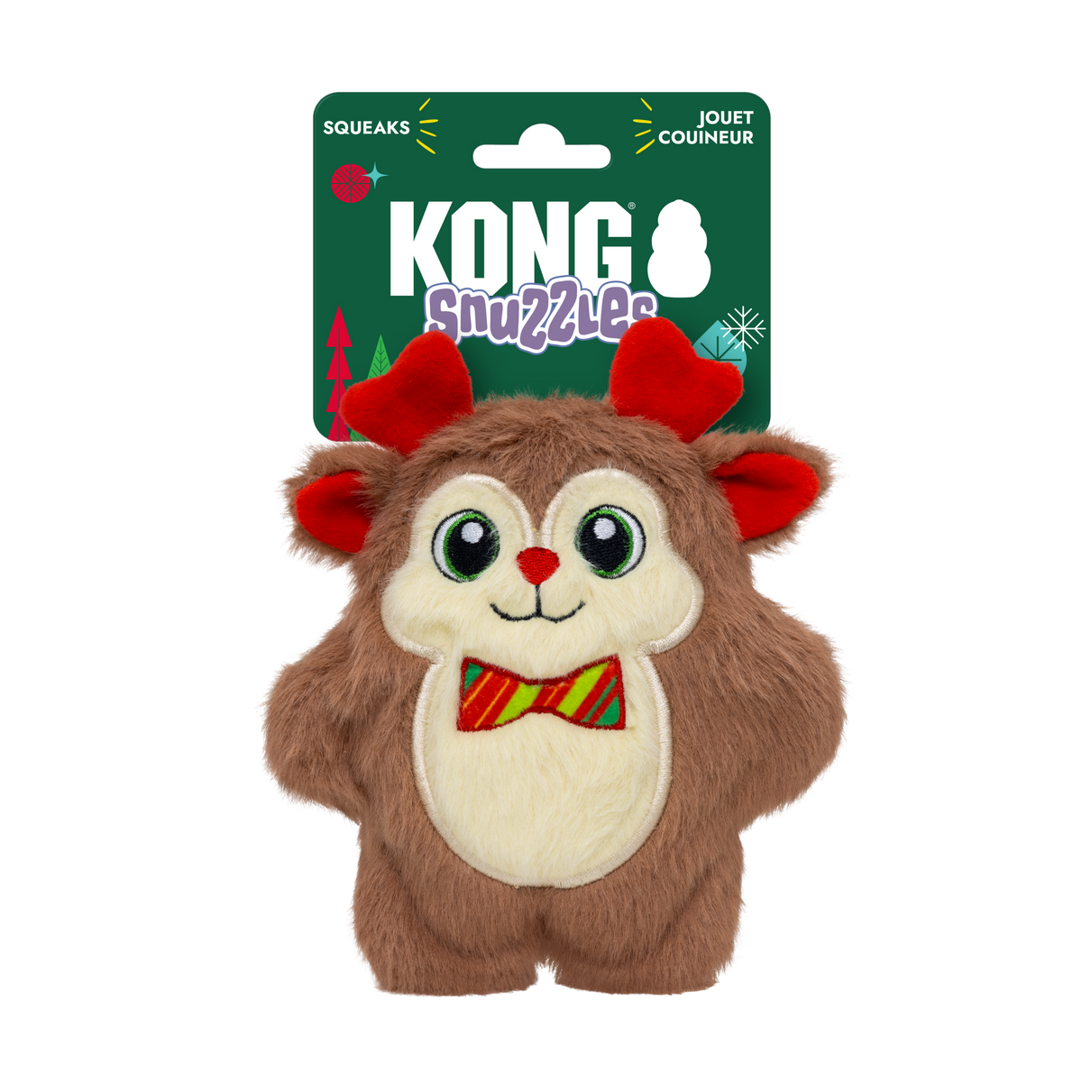 KONG Holiday 2026 Snuzzles Bow Tie Reindeer (Small) – retail packaging
