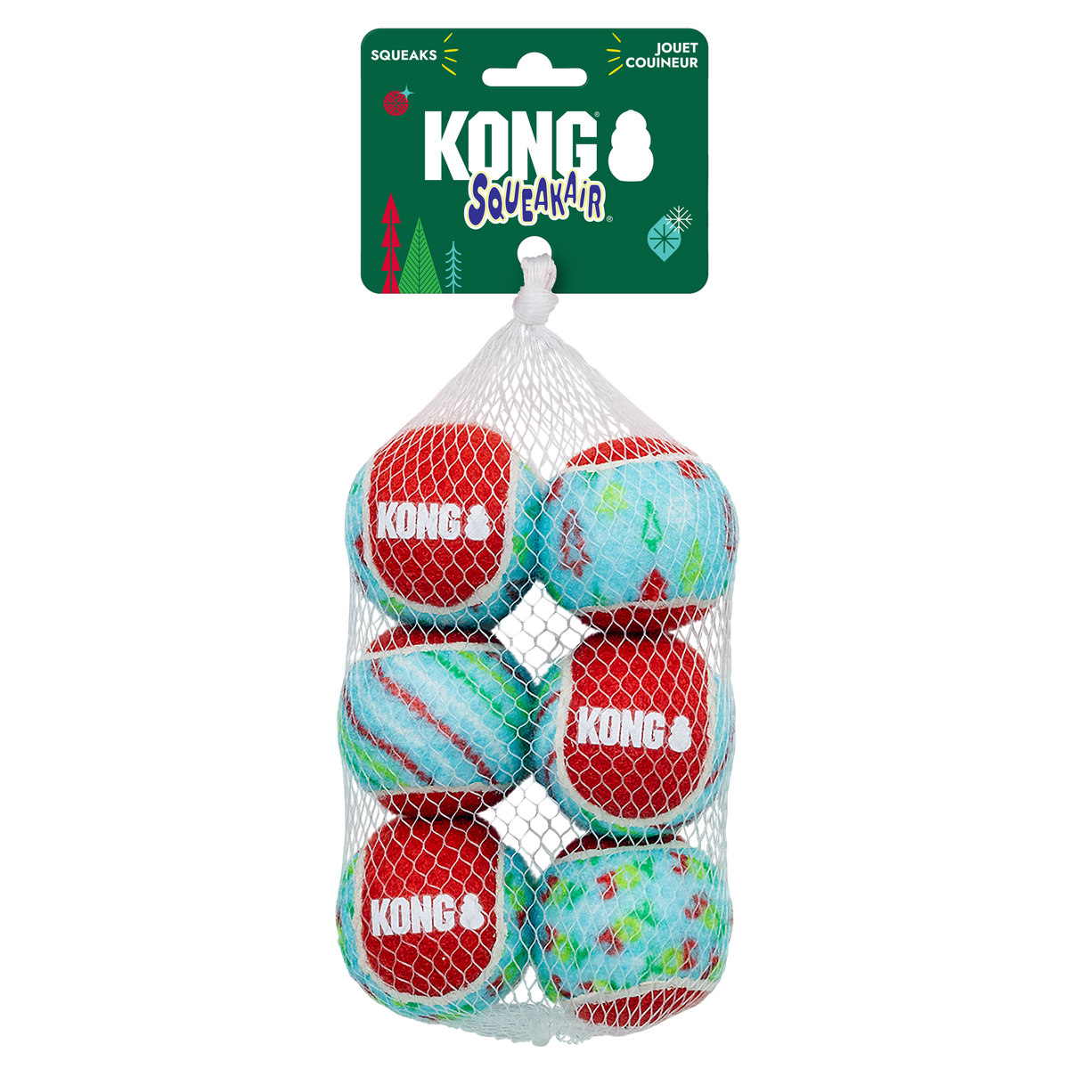 KONG Holiday 2026 SqueakAir Tennis Balls 6 Pack – Medium – retail packaging