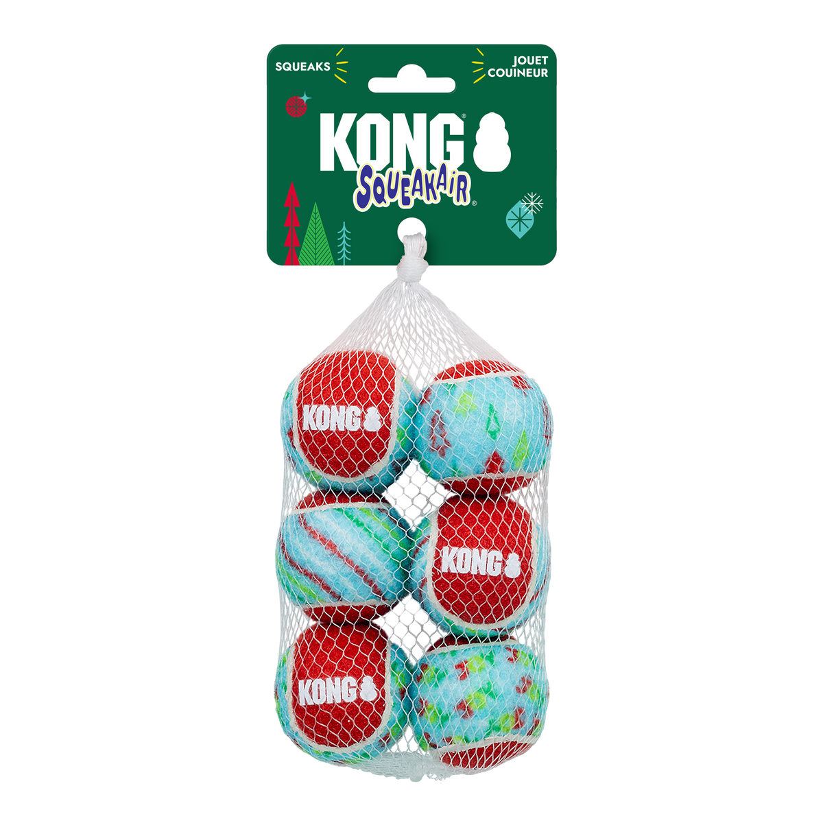 KONG Holiday 2026 SqueakAir Tennis Balls 6 Pack – Small – retail packaging