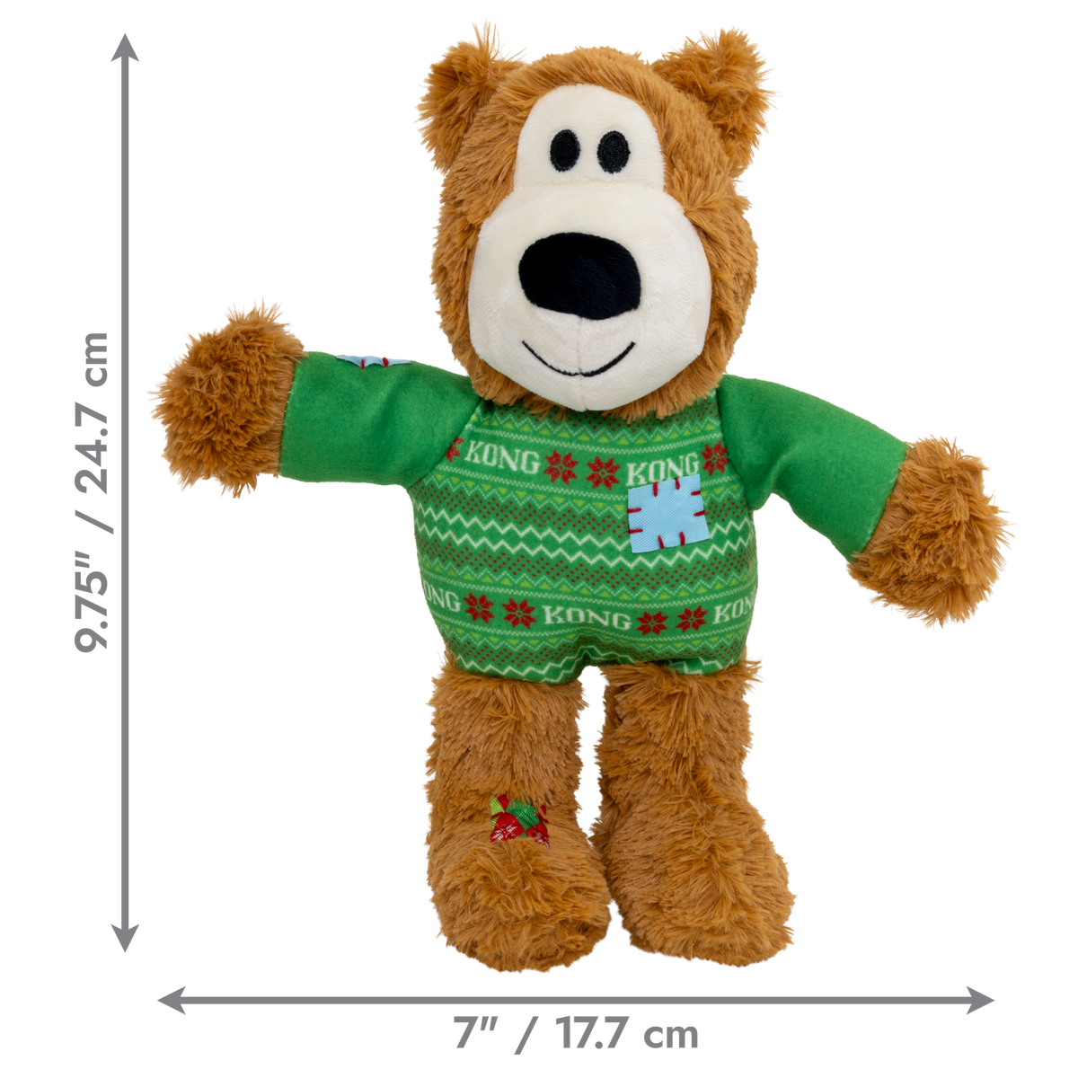 KONG Holiday 2026 Wild Knots Sweater Bear Green (Medium/Large) – dimensions