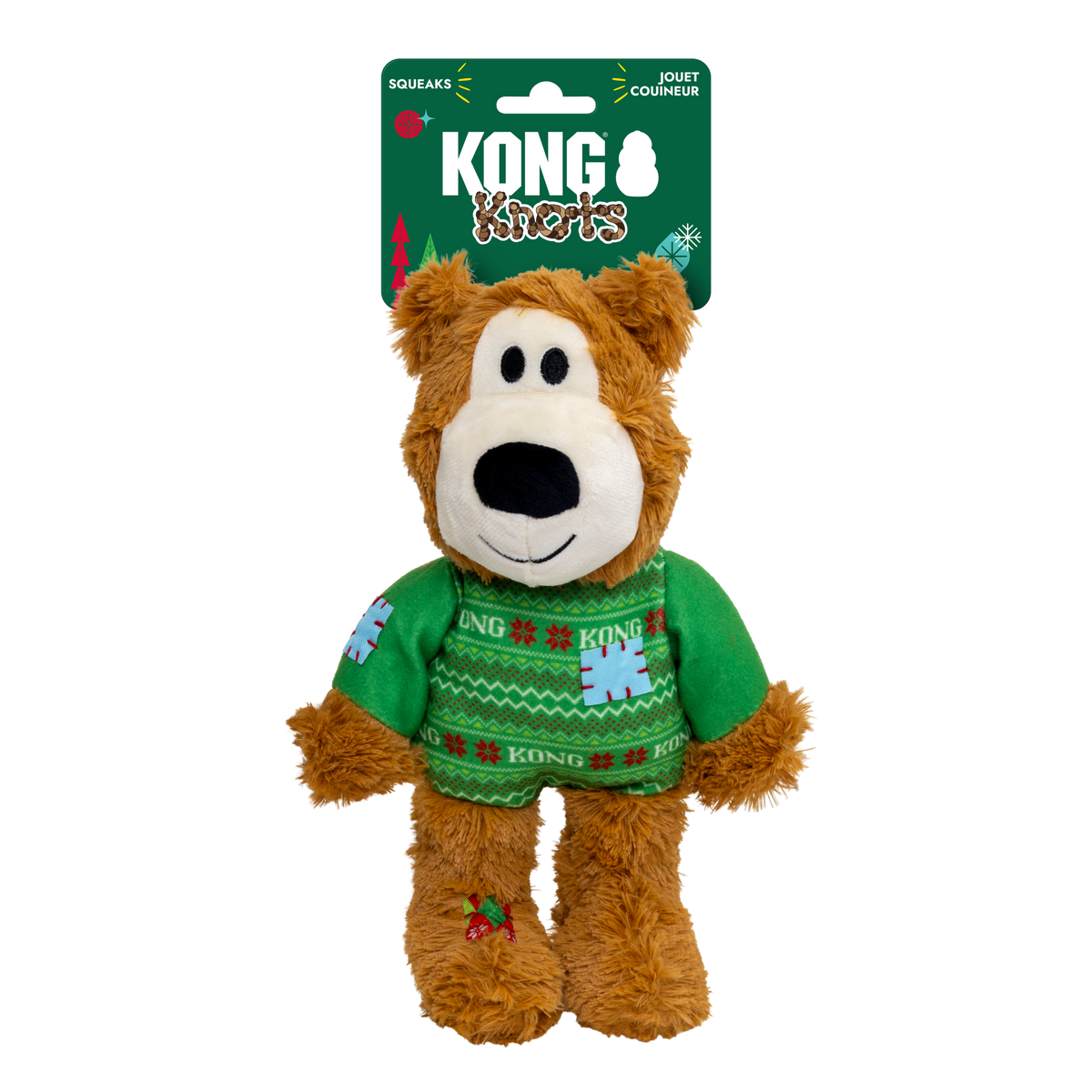 KONG Holiday 2026 Wild Knots Sweater Bear Green (Medium/Large) – retail packaging