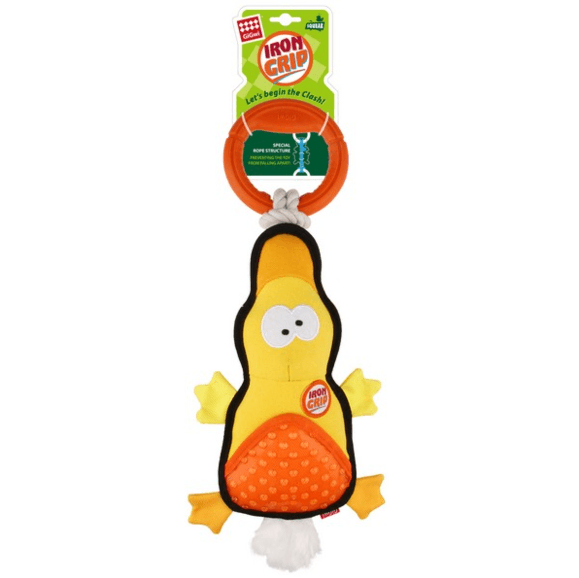 GiGwi Iron Grip Duck Plush Tug Toy with TPR Handle - Wuffies