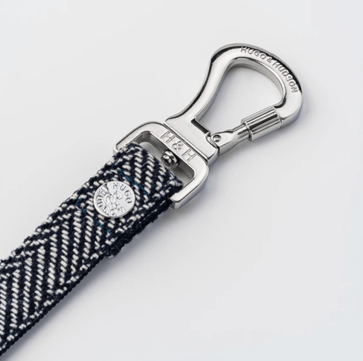 Hugo & Hudson Checked Herringbone Dog Twead Lead (Navy) - Wuffies