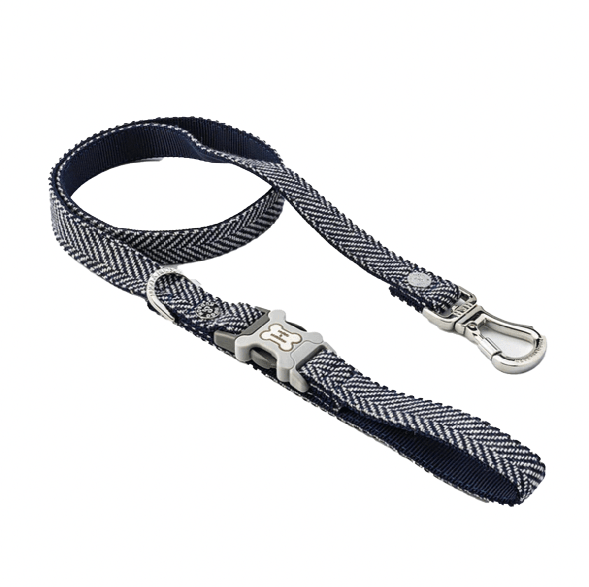 Hugo & Hudson Checked Herringbone Dog Twead Lead (Navy) - Wuffies