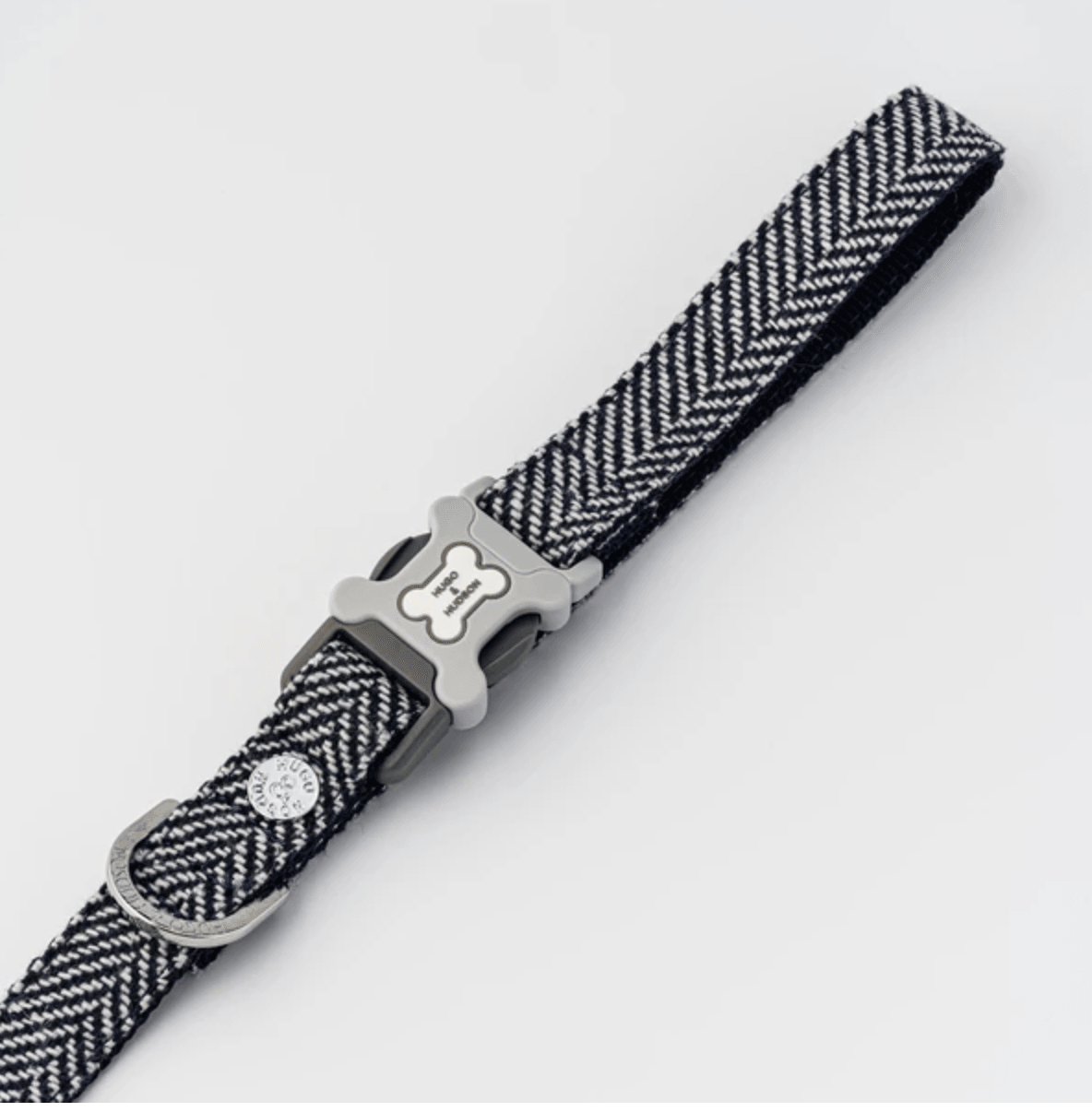 Hugo & Hudson Checked Herringbone Dog Twead Lead (Navy) - Wuffies