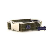 Hugo & Hudson Checked Herringbone Metal Buckle Dog Collar (Dark Green) - Wuffies