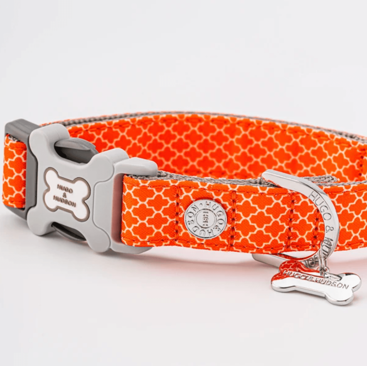 Hugo & Hudson Geometric Dog Bone Buckle Collar (Orange) - Wuffies
