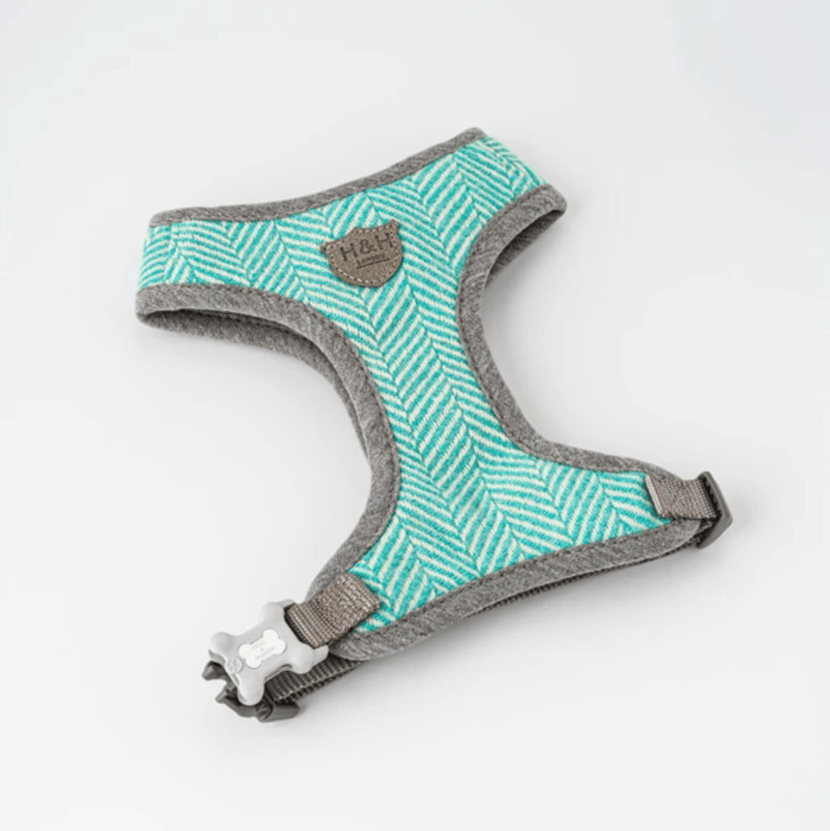 Hugo & Hudson Herringbone Tweed Dog Harness (Aqua) - Wuffies