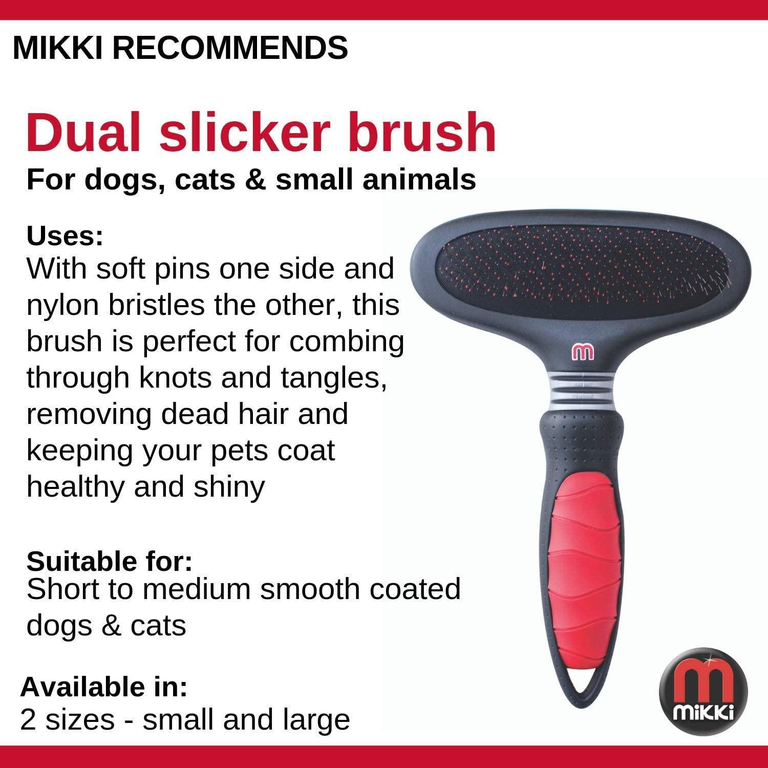 Mikki Dual Slicker Brush (Short - Medium, Double Coats) - Wuffies