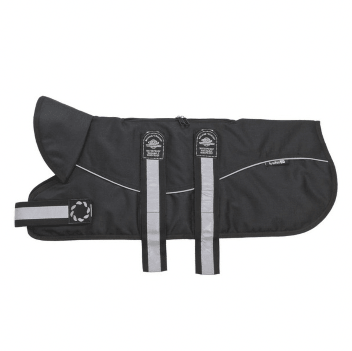 Reflective Black & Black Padded Harness Dog Coat - Wuffies