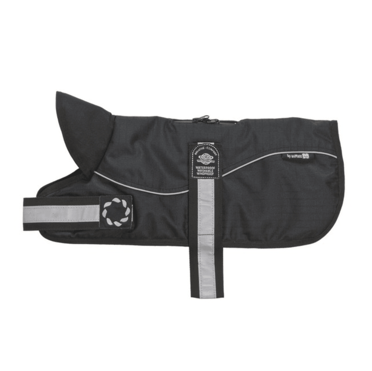 Reflective Black & Black Padded Harness Dog Coat - Wuffies